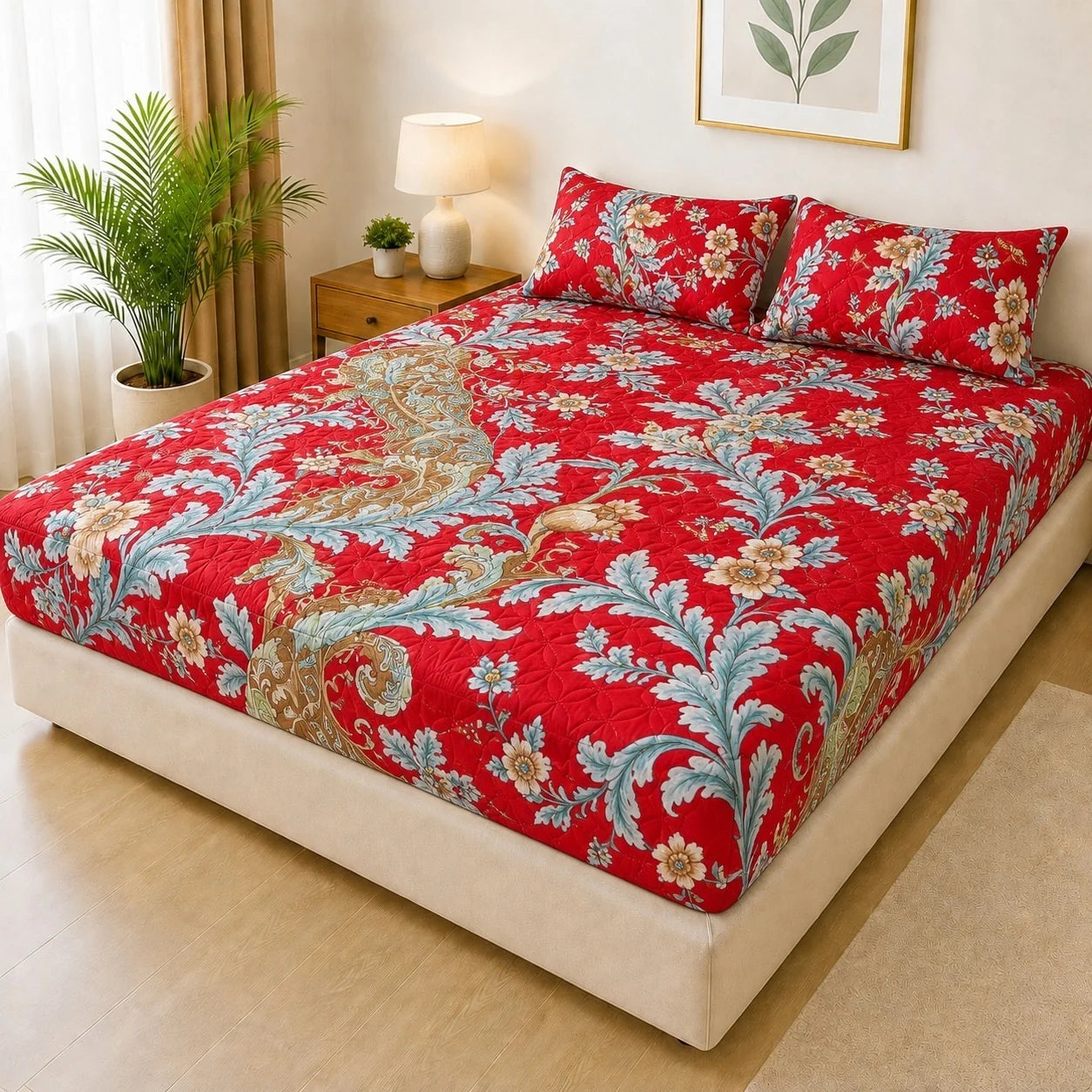 Printed 3 Piece's Quilted Bedsheets Set (100% Waterproof) New Arrivals! Luxury Bedsheet tm-0003