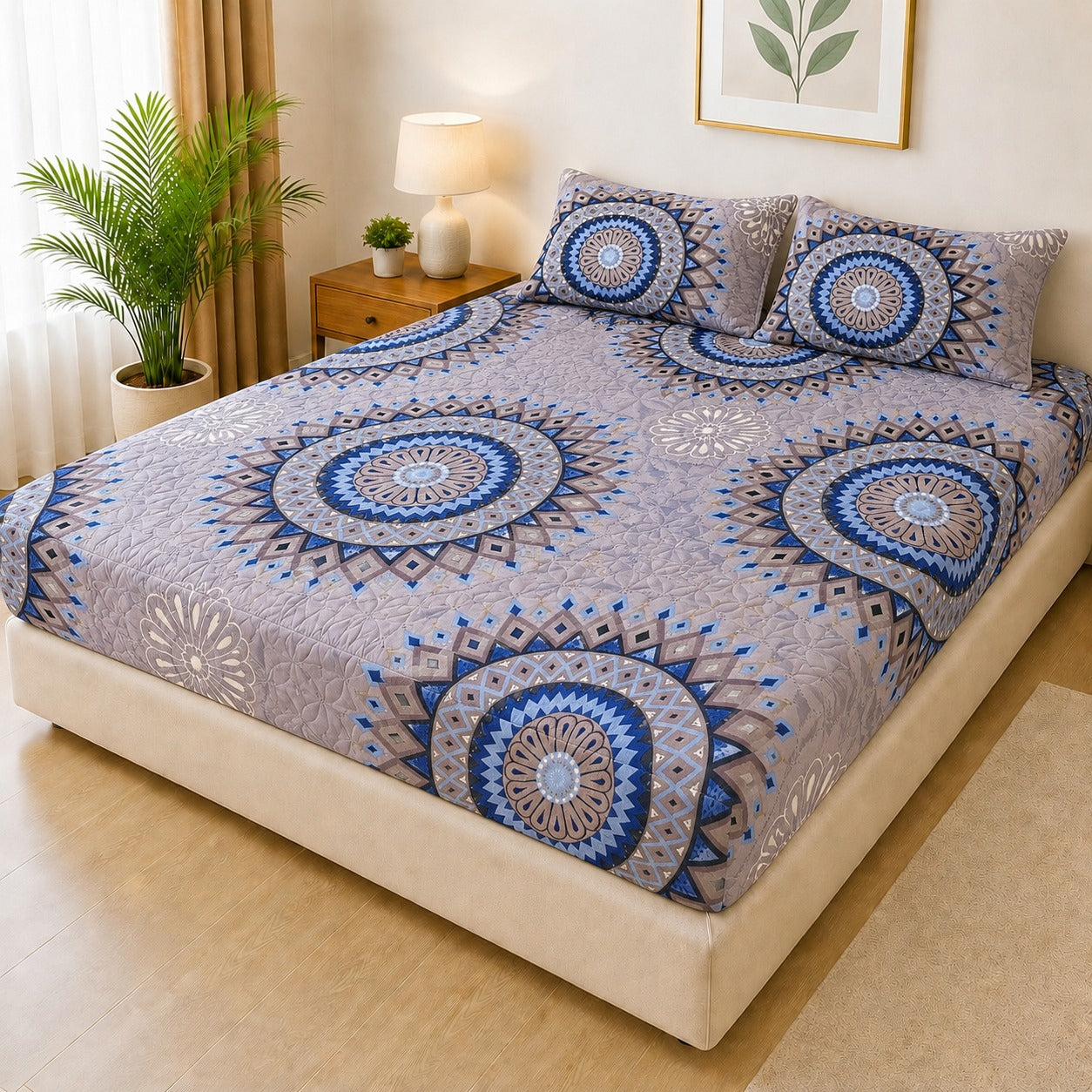 Printed 3 Piece's Quilted Bedsheets Set (100% Waterproof) New Arrivals! Luxury Bedsheet tm-0018