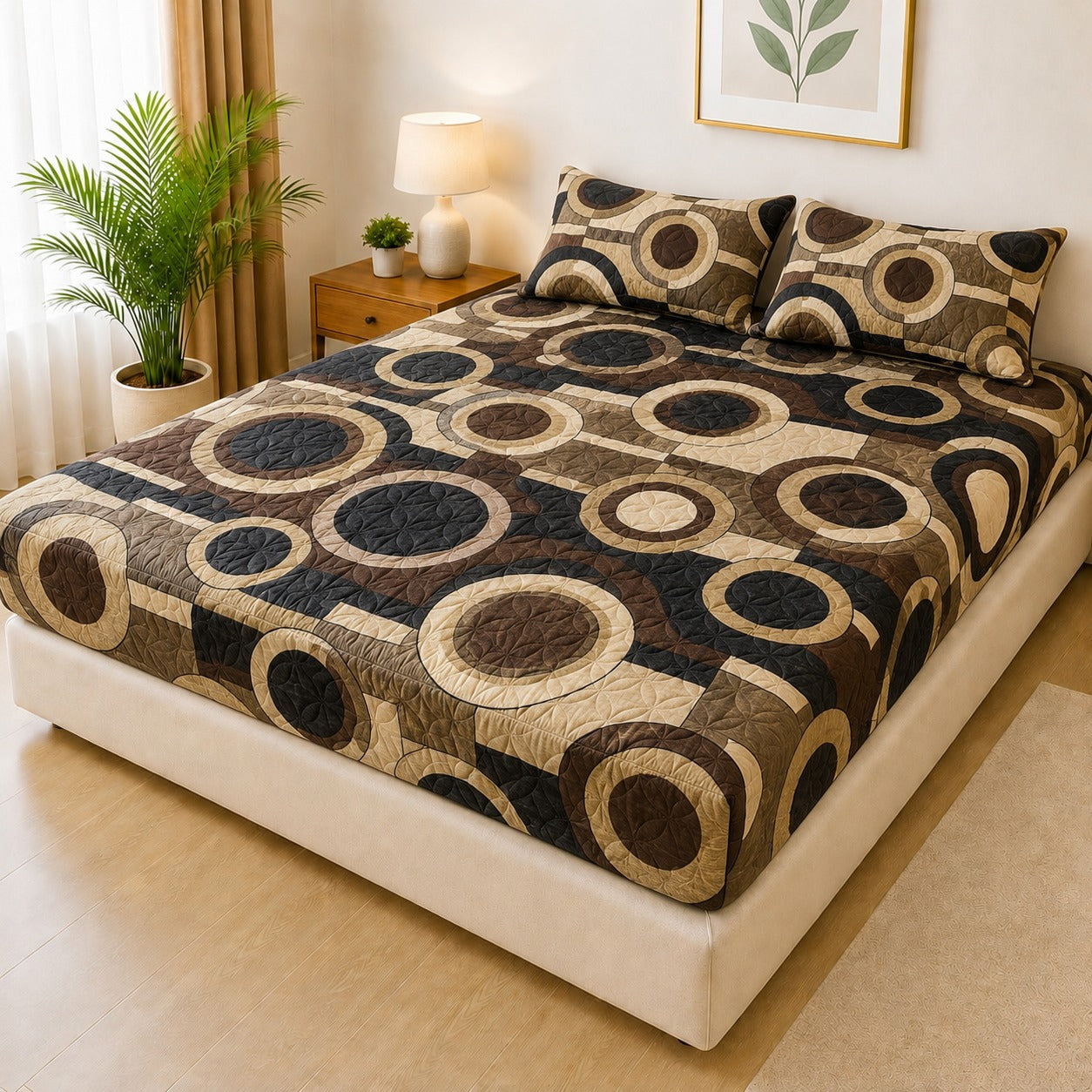 Printed 3 Piece's Quilted Bedsheets Set (100% Waterproof) New Arrivals! Luxury Bedsheet tm-0018