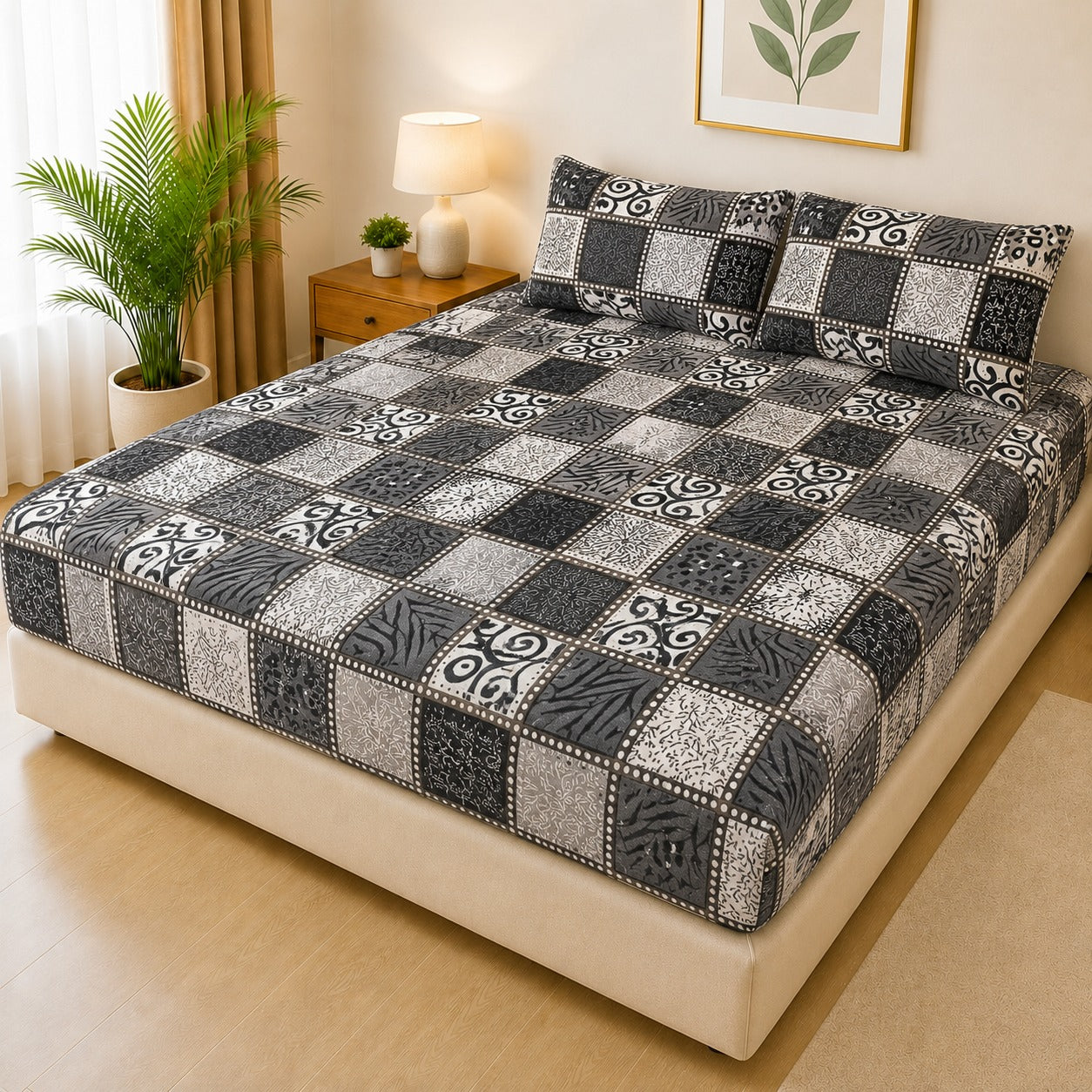 Printed 3 Piece's Quilted Bedsheets Set (100% Waterproof) New Arrivals! Luxury Bedsheet tm-CH07