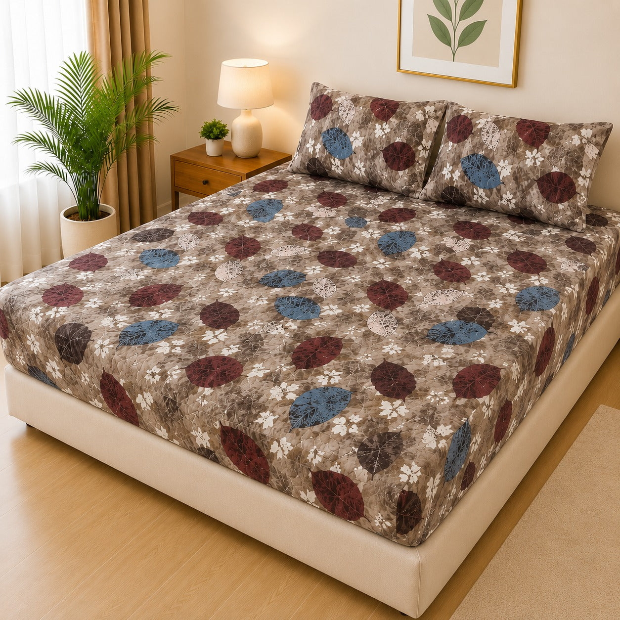 Printed 3 Piece's Quilted Bedsheets Set (100% Waterproof) New Arrivals! Luxury Bedsheet tm-CH04