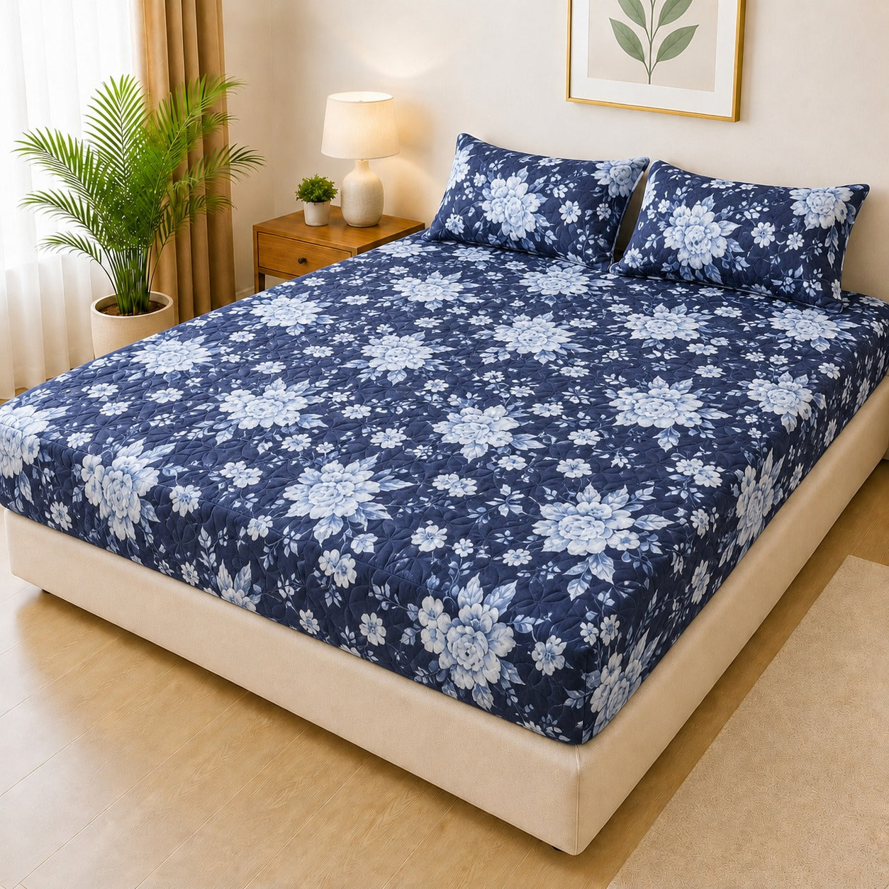 Printed 3 Piece's Quilted Bedsheets Set (100% Waterproof) New Arrivals! Luxury Bedsheet tm-CH03