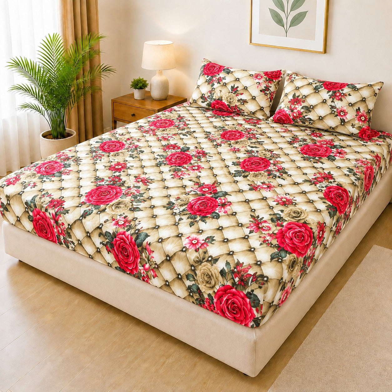 Printed 3 Piece's Quilted Bedsheets Set (100% Waterproof) New Arrivals! Luxury Bedsheet tm-CH02