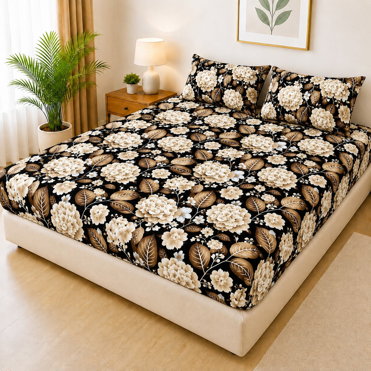 Printed 3 Piece's Quilted Bedsheets Set (100% Waterproof) New Arrivals! Luxury Bedsheet tm-CH01